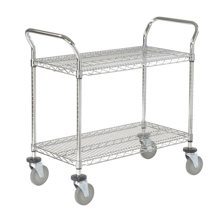 Global Industrial Wire Utility Cart, 2 Shelves, 800 Lb. Capacity, 48L x 24W x 38H 188710